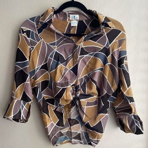 100% silk vintage 70s button-down shirt.